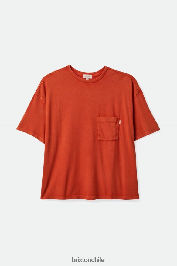 Brixton mujer camiseta extragrande con bolsillo de estilo boyfriend despreocupado P0BX28439 vestir rojo quemado