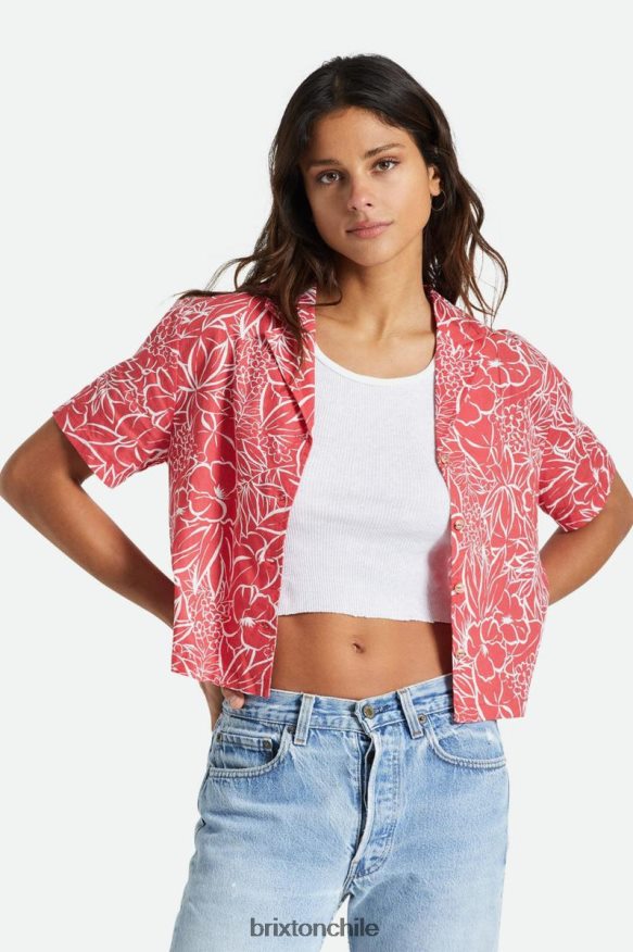 Brixton mujer indo lino s / s tejido P0BX28446 vestir aloha rojo